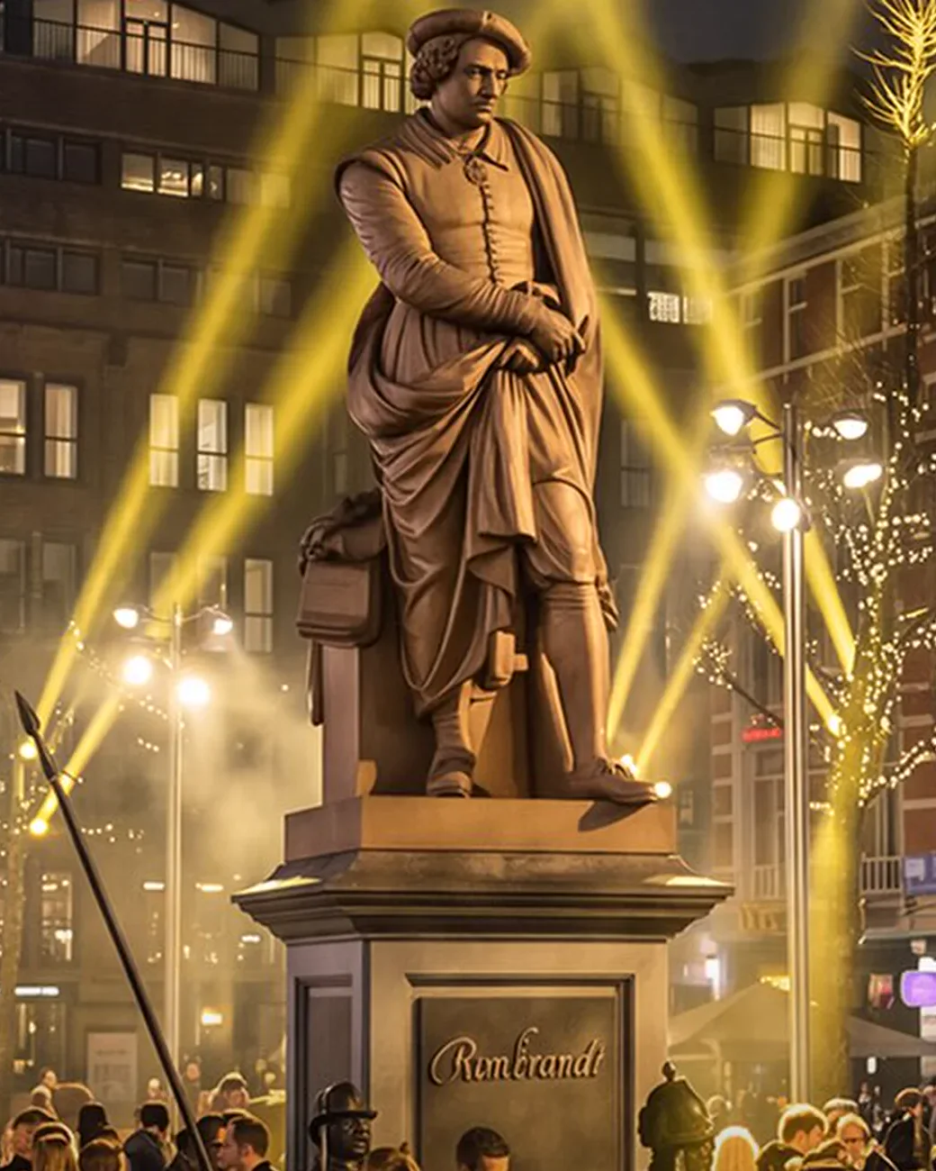 Rembrandtplein in Amsterdam at night